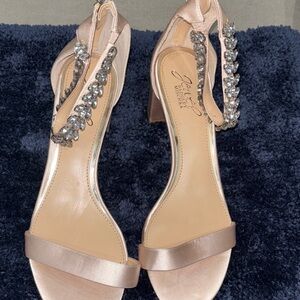Jewel Badgley Mischka Embellished Nude Heels
